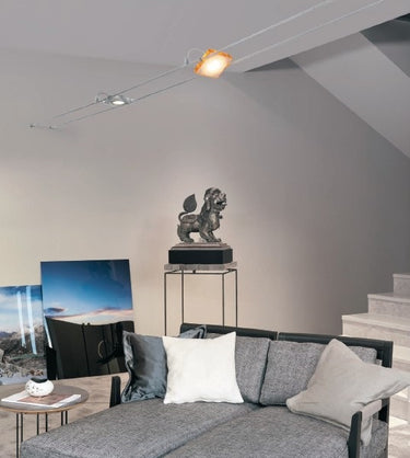Tesata Modello Focus 160 con quattro faretto led 15w luce naturale 4000K bianco-trasparente Athena illuminazione Sistemi e tesate